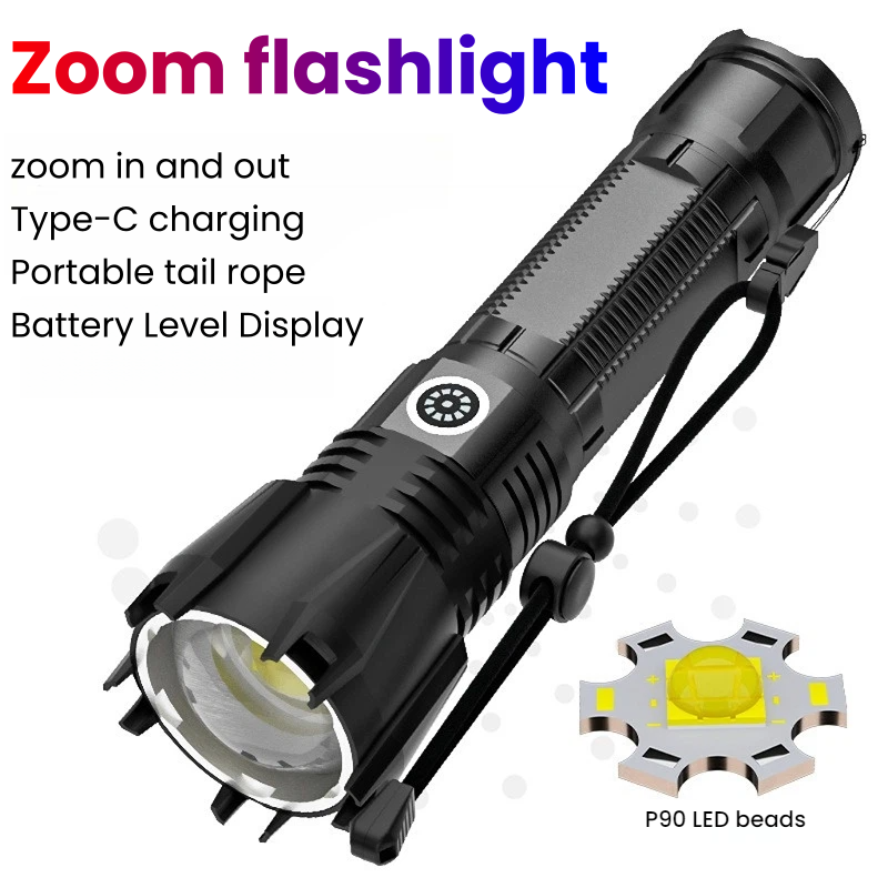 Hunting Outdoor - 고출력 P90 LED 손전등 TYPE-C 충전식