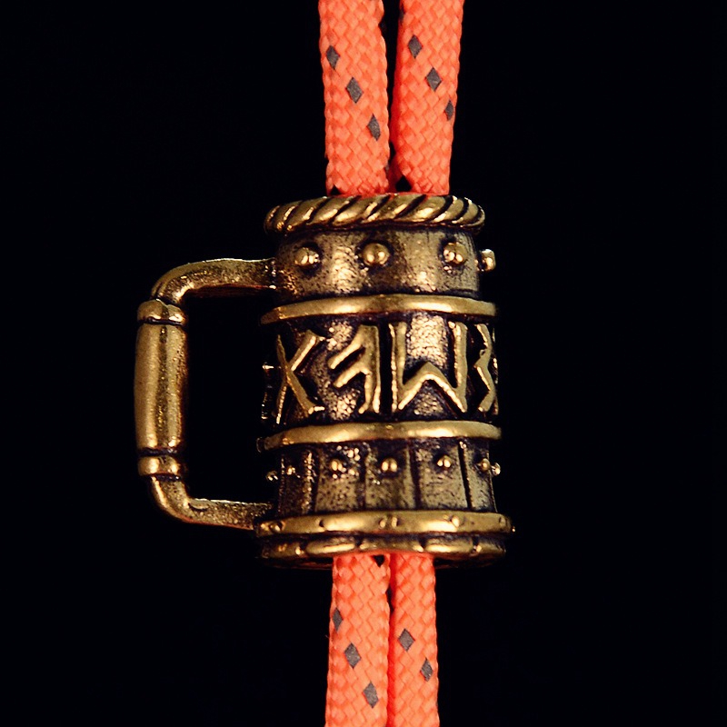 Paracord Survival Bracelet - 바이킹 와인 유리 황동 칼 구슬