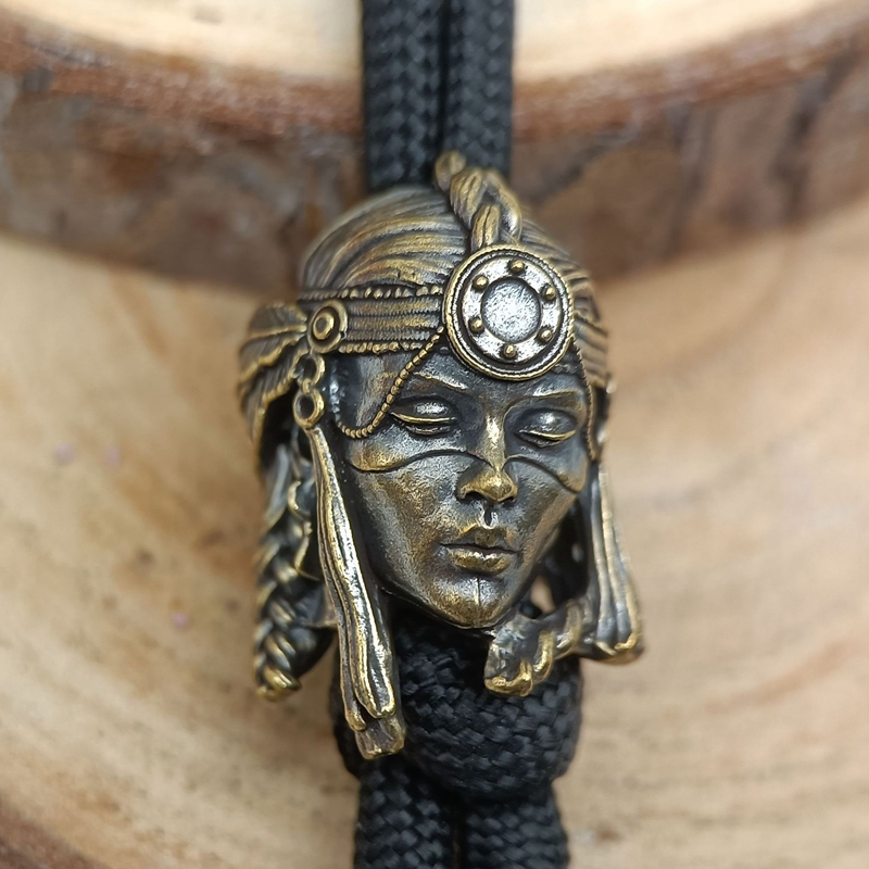 Paracord Survival Bracelet - 부족 여성 전사 황동 칼 구슬