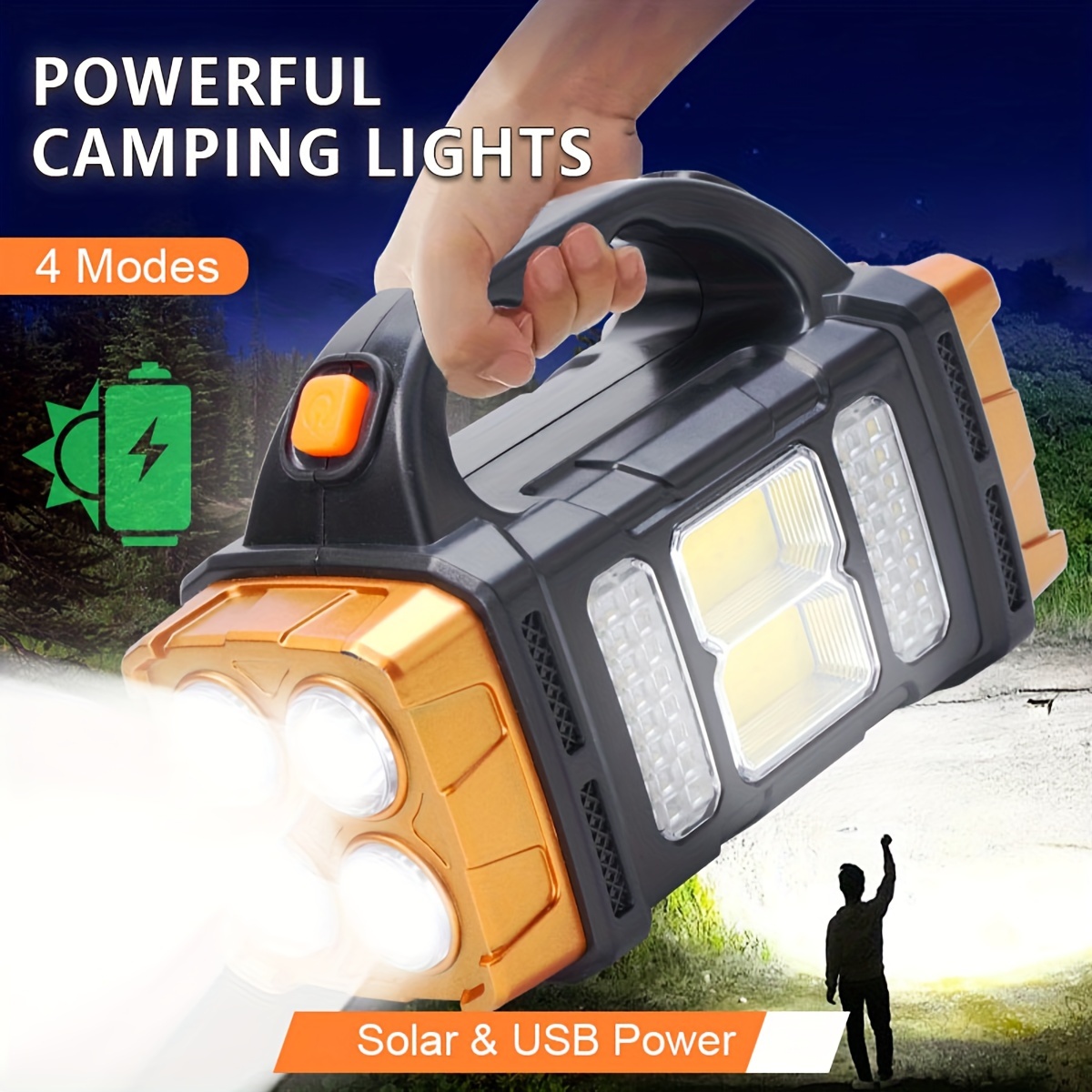 새로운 업그레이드 충전식 고출력 태양광 LED 손전등, - Outdoor Hunting And Fishing 리뷰 및 가격